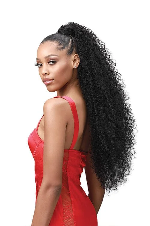 Extension ponytails with a secure elastic base for all - day comfortBobbi Boss Boss Up Natural Jerry Curl Professional Wrap Pony 30"