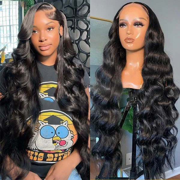 Wavy wig with a 180 - density for a full and thick appearanceBody Wave Lace Front Wig 13x4 Pre Cut Glueless Frontal Wigs  Wear & Go Human Hair Wigs Beginner Friendly