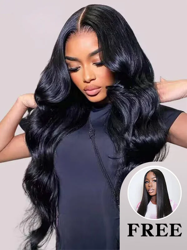 Wavy wig with auburn undertones for a unique and eye - catching colorBuy 1 Get 1 | M-Cap 9x6 Lace Wear Go Body Wave Pre-bleached Wigs & Straight 13*4*1 Lace Part Wigs 180% Density