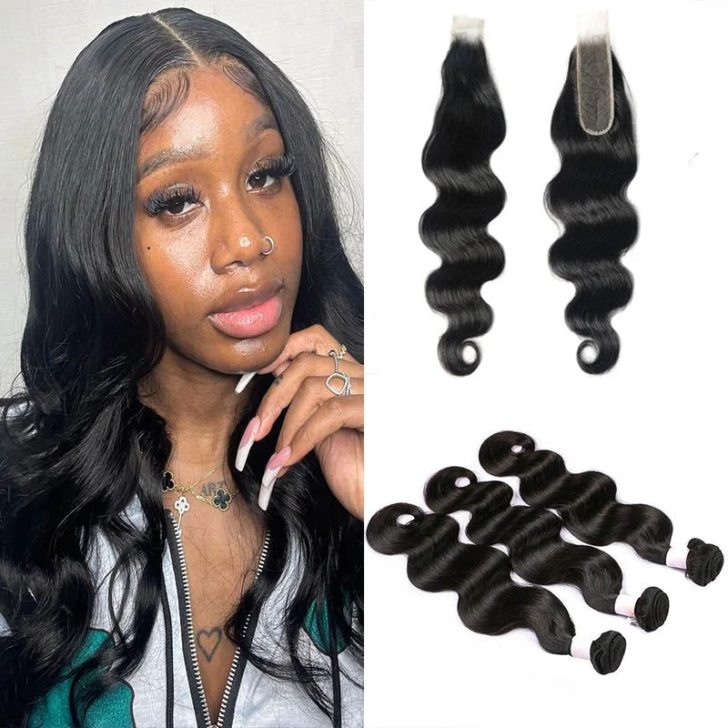 Wavy wig with auburn undertones for a unique and eye - catching colorBeeos 2x6 SKINLIKE Real HD Lace Closure With 3Pcs Bundles Deal Body Wave Glueless ZH11