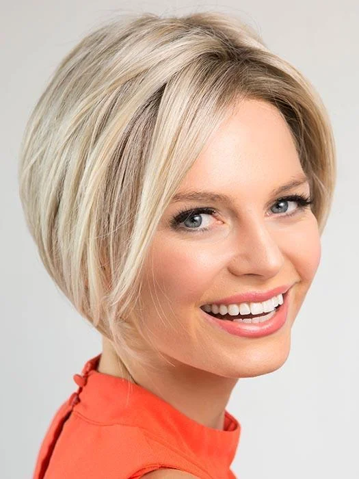 Short wig with a wavy texture for a beachy and relaxed lookIgnite | Heat Defiant Synthetic Lace Front Wig by Jon Renau