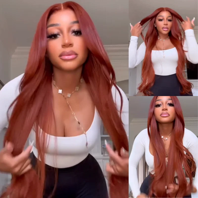 Body - wave wig with a full and voluminous lookDrak Red Body Wave Lace Front Human Hair Wig 13x4 Red Brown HD Transparent Lace Frontal Wig Preplucked