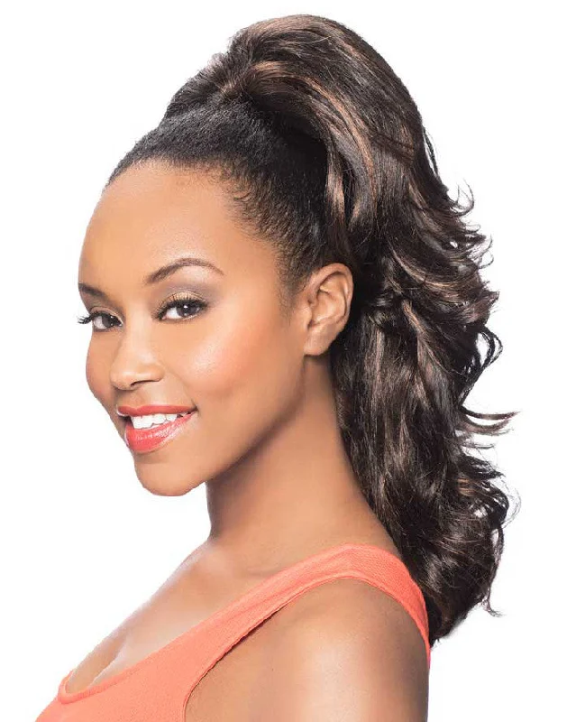 Ponytails with a side - swept bang for a flattering and stylish lookDraw String DS012