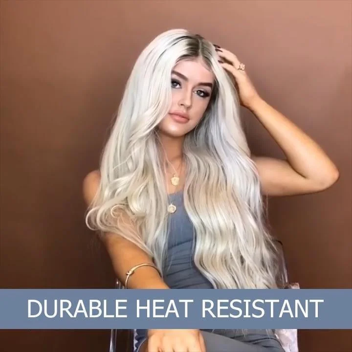 Wavy wig with a pre - bleached knot for a natural - looking scalpDurable Heat resistant full wig