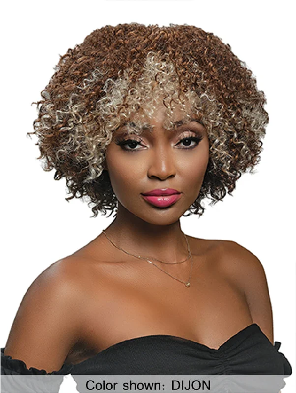 Short wig with a pre - plucked hairline for a more natural lookFemi Collection MS. AUNTIE 100% Premium Fiber PEARL Wig