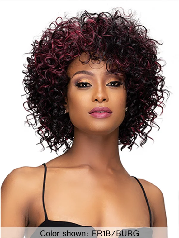 Short wig with auburn highlights for a warm and rich colorSALE! Femi Collection MS. AUNTIE 100% Premium Fiber SHURI Wig