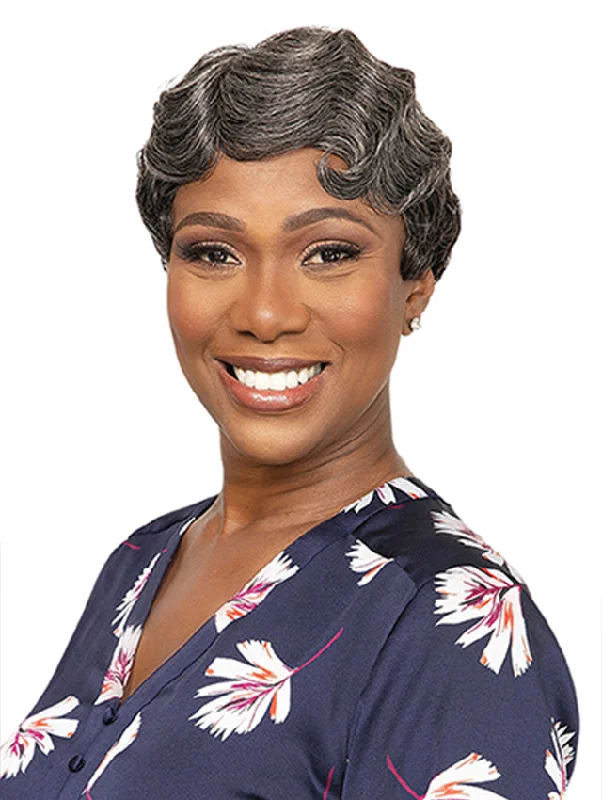 Layered short wig to add volume and dimensionFemi Collection MS. Granny Collection 100% Premium fiber MOMMY Wig