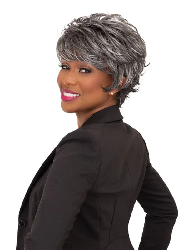 Short wig with a side - swept bang for a sophisticated and flattering styleFemi Collection Ms Granny Premium Synthetic Wig - CATALINA