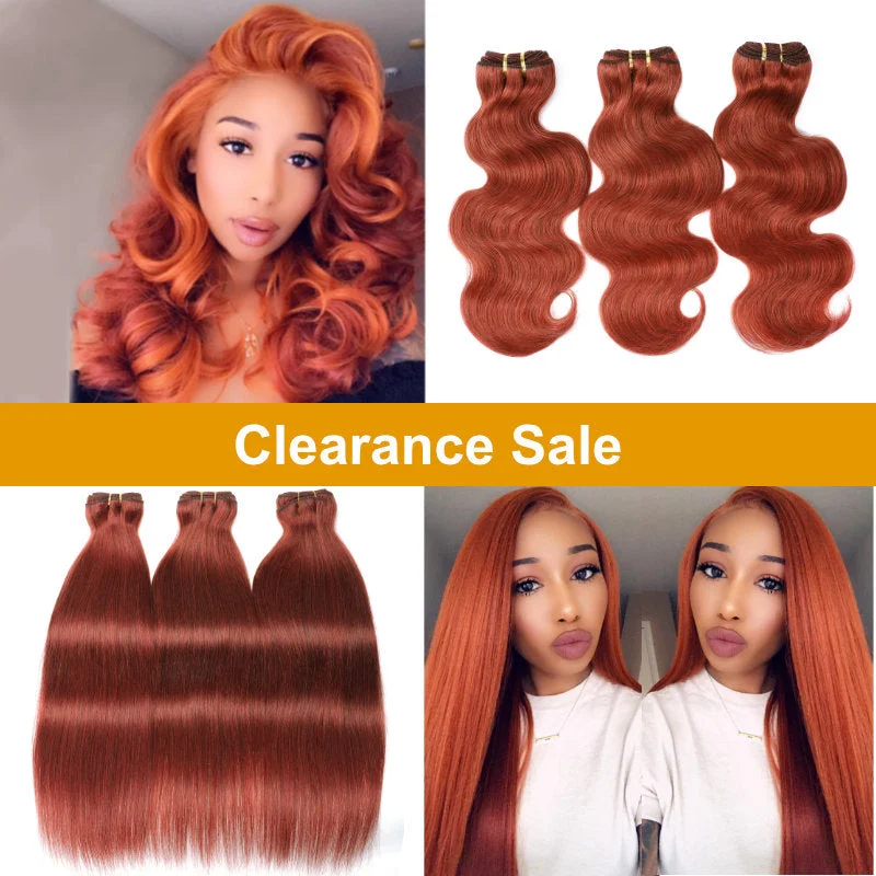 Human - hair wavy wig for a natural and luxurious feelFlash Sale Sunber #33 Auburn Brown Straight/Body Wave Hair Bundles 3 Pcs Human Hair Weave For Clearance Sale