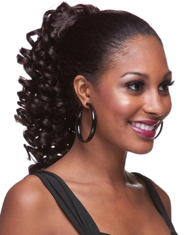 Extension ponytails with a secure elastic base for all - day comfortHP RING  - Banana Curl Drawstring Ponytail