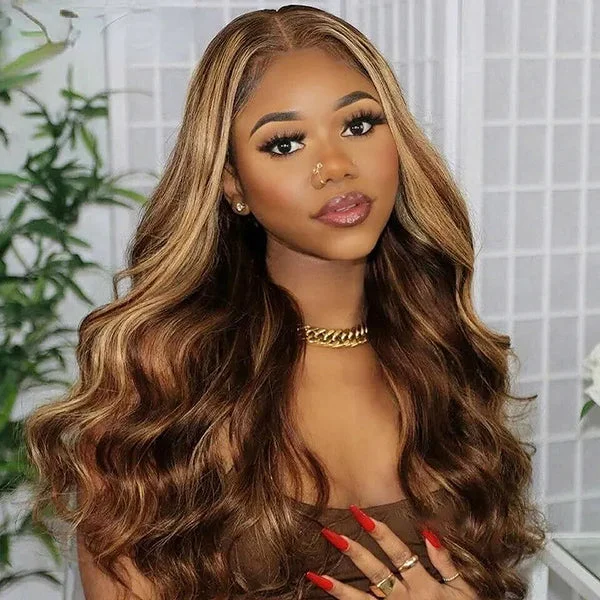 Wavy wig with a water - wave texture for a unique and stylish choiceIshow PPB™ Invisible Knots P4/27 Highlight Body Wave Ready To Wear Wig 13x6 Lace Frontal Wig Pre Cut Wigs