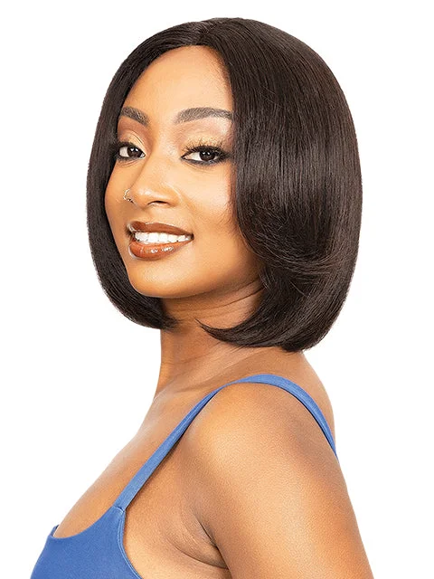 Adjustable - cap short wig for a customized and comfortable fitJanet Collection 100% Human Hair Natural Deep Part NOLAN Wig