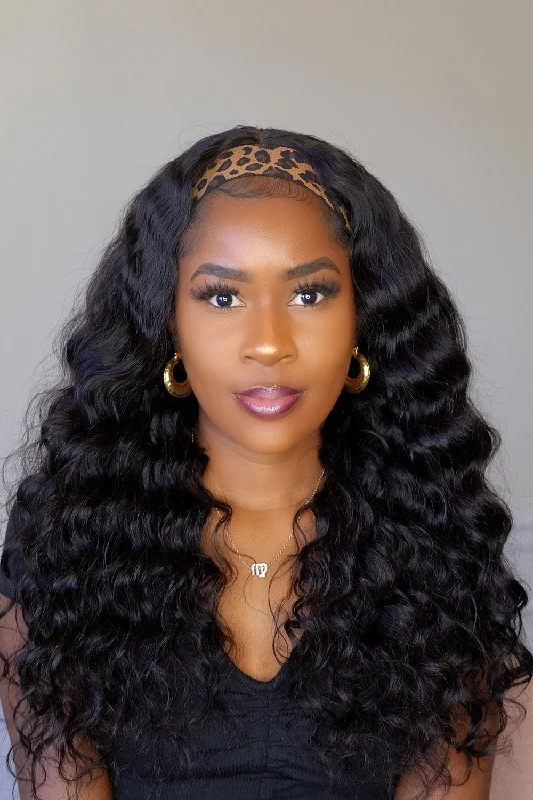 Ombre wavy wig with a seamless color blendLace Headband Wigs Loose Wave-LH01