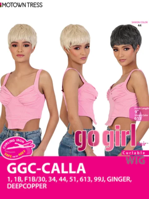 Short wig with a pre - plucked hairline for a more natural lookMotown Tress Go Girl Curlable Wig - GGC-CALLA