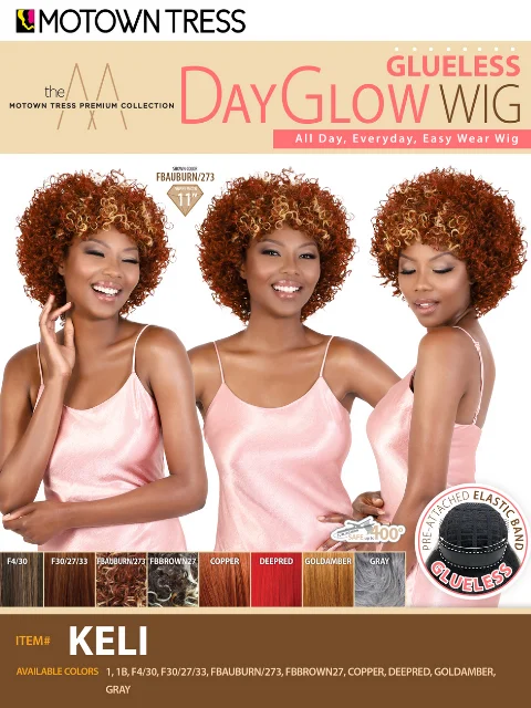 Short wig made from high - quality human hair for a luxurious feelMotown Tress Premium Collection Day Glow Glueless Wig - KELI