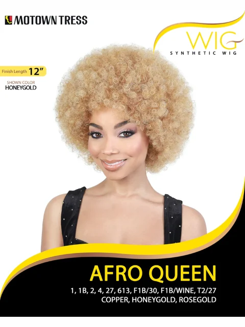 Layered short wig to add volume and dimensionMotown Tress Premium Synthetic Wig - AFRO QUEEN