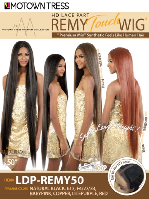 Short wig made from high - quality human hair for a luxurious feelMotown Tress Remy Touch HD Lace Part Wig - LDP-REMY50