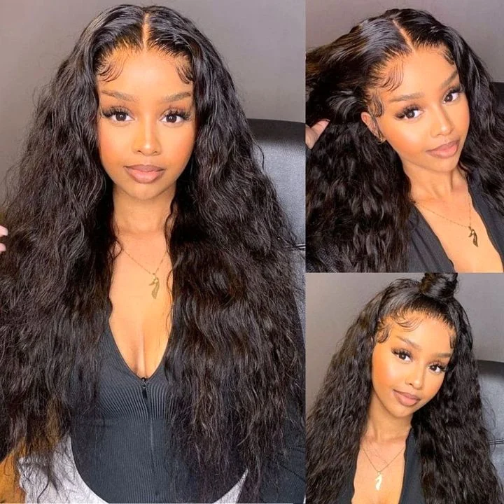 Wavy wig with a pre - styled curl pattern for convenienceNature Wave 13*4 Frontal Wigs Pre Plucked Natural Hair Transparent Lace Wigs-Amanda Hair