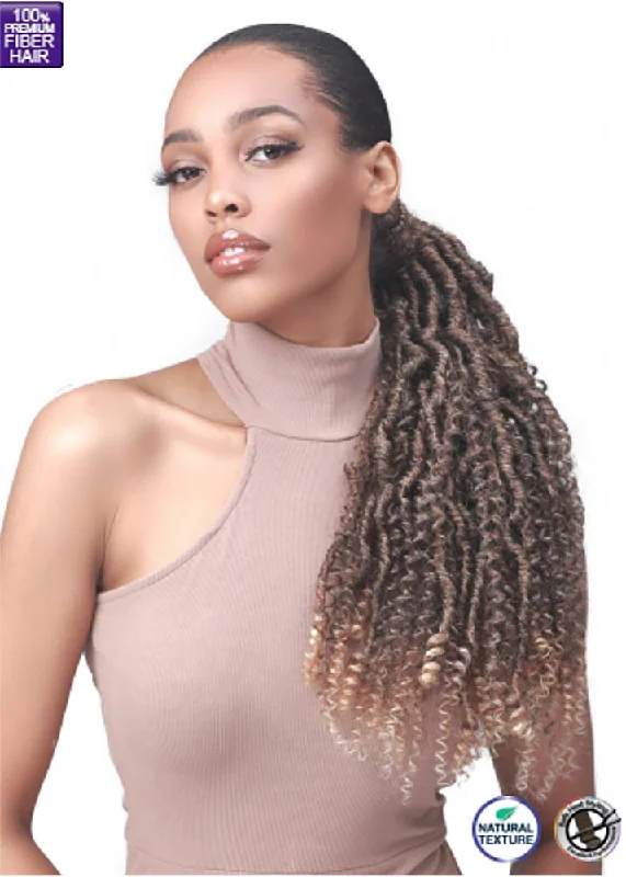 Human hair ponytails with a natural shine for a luxurious lookNu Locs Water Boho 18" Clip-in Faux Locs Ponytail