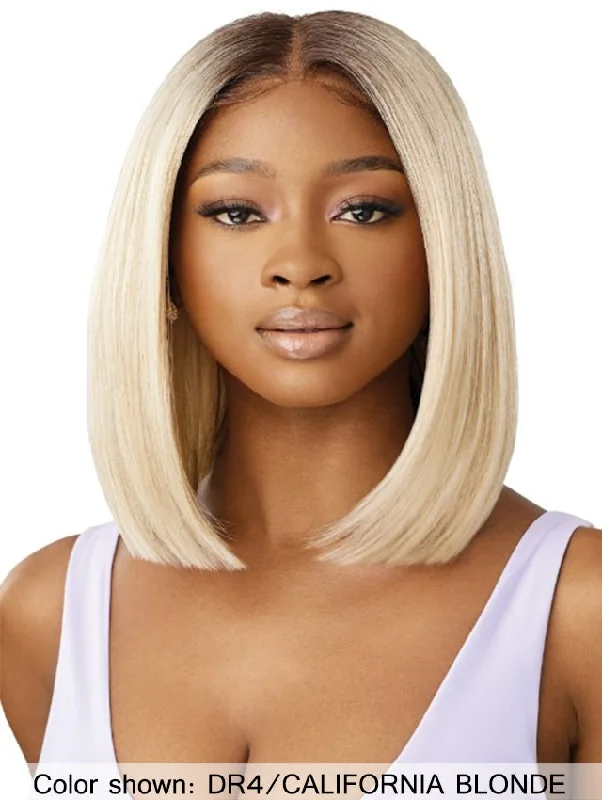 Synthetic short wig with a natural - looking shineOutre  100% Human Hair Blend Airtied Wig HHB-NATURAL YAKI 12"