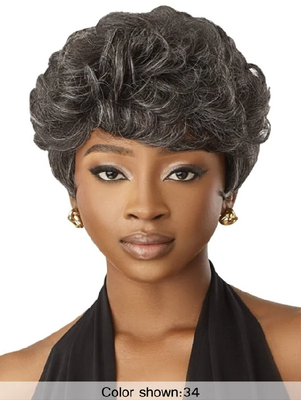 Platinum - blonde short wig for a trendy and eye - catching styleOutre Fab & Fly Gray Glamour 100% Human Hair Wig - HH-JOAN