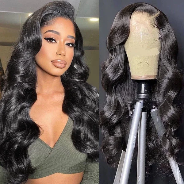 Wavy wig with a natural - looking root for a more realistic lookBody Wave Human Hair Wigs 13x2 Lace Front Wigs 30 inch HD Lace Wigs