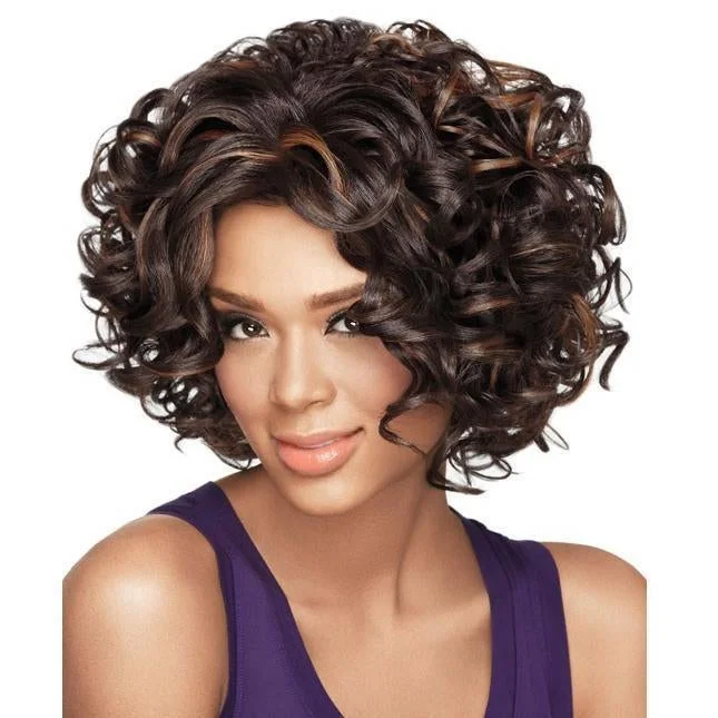 Wavy wig with a middle - part for a classic and elegant styleReal mixed red brown wavy heat resistant