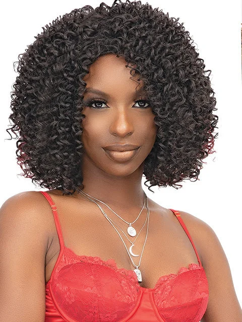 Short wig with a pre - plucked hairline for a more natural lookSALE! Janet Collection Natural Curly Aubrey Wig