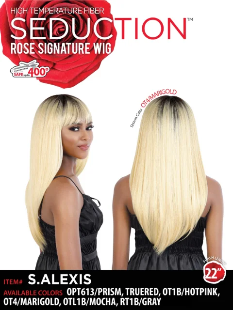 Short wig with a blunt bob cut for a modern and sleek styleSeduction Rose Signature Synthetic Wig - S.ALEXIS