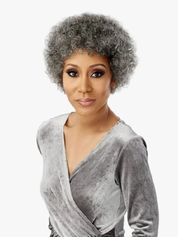 Monofilament - cap short wig for a breathable and natural - looking scalpSensationnel Empire Celebrity Human Hair Salt & Pepper Wig - BLISS