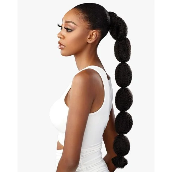 Ponytails with a side - swept bang for a flattering and stylish lookSensationnel Synthetic Ponytail Lulu Pony Wrap - WRAP 006