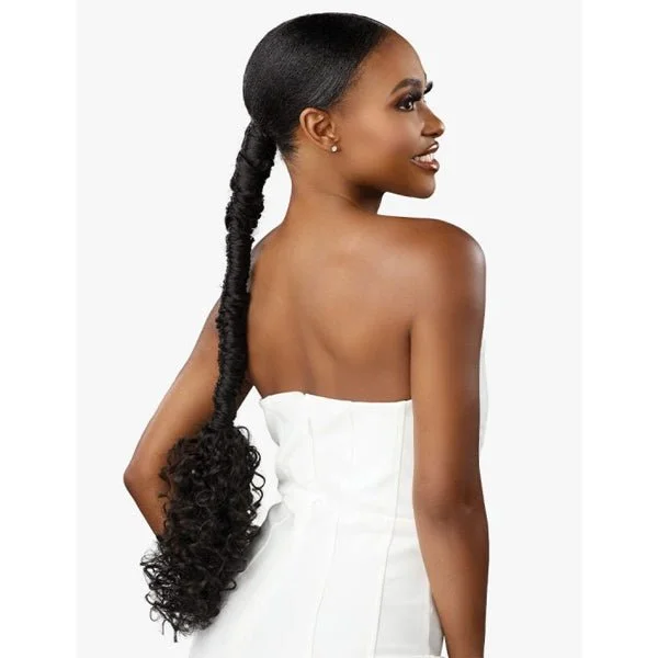 Ponytails with a side - swept bang for a flattering and stylish lookSensationnel Synthetic Ponytail Lulu Pony Wrap - WRAP 008