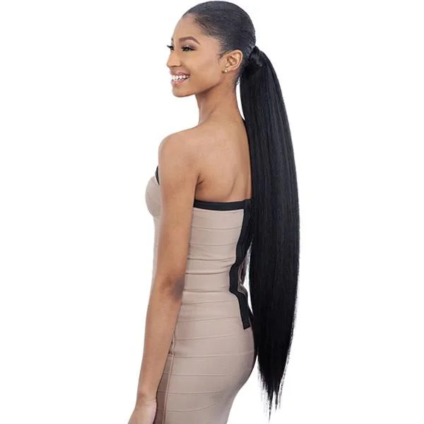 Ponytails with a middle - part for a classic and elegant styleShake-N-Go Organique MasterMix Wrap-Around Synthetic Ponytail – Natural Yaky 32"