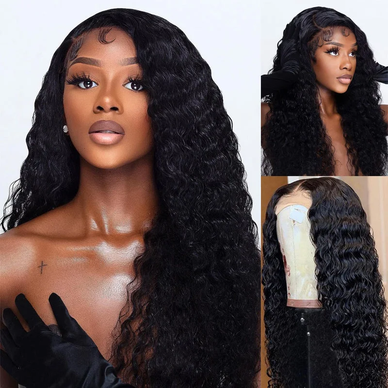 Long - length wavy wig with loose waves for a glamorous lookSunber Deep Wave Skin Melt 13*6 Lace Front Wigs Jerry Curly  180% density For Women Flash Sale