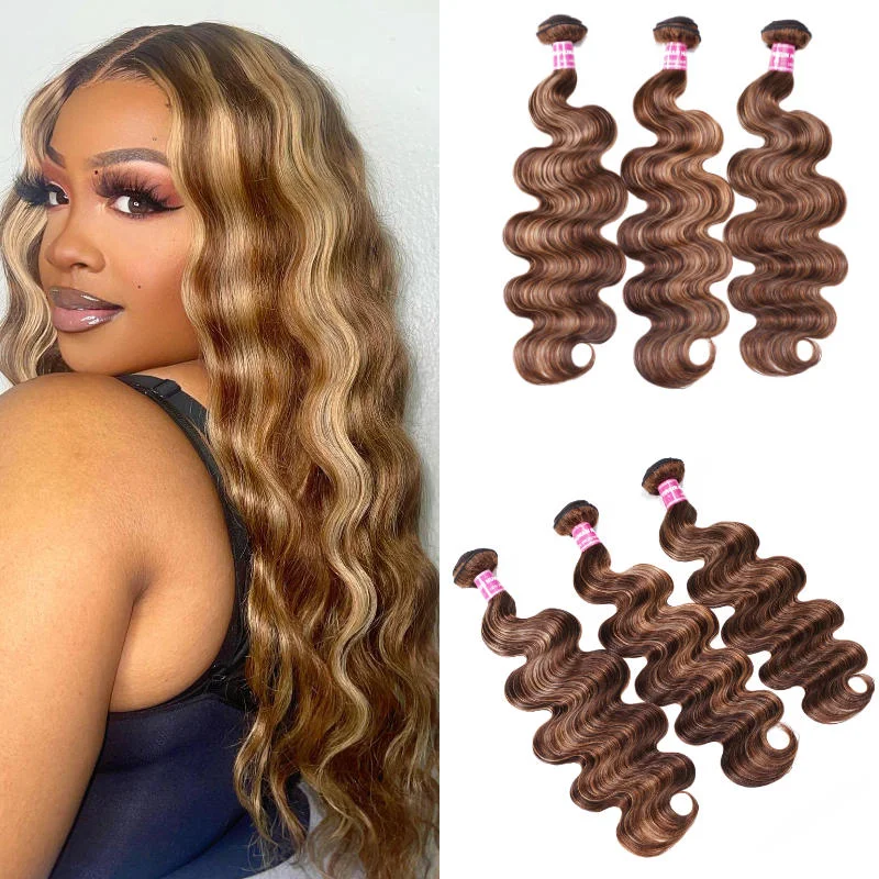 Virgin - human - hair wavy wig for the highest qualitySunber Ombre Blonde Highlight Body Wave 3 Bundles Human Hair Weave Extensions