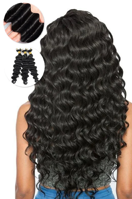 Lace - front wavy wig for a realistic hairlineTape in Hair Extensions for Black Hair Deep Wave 100% Human Hair