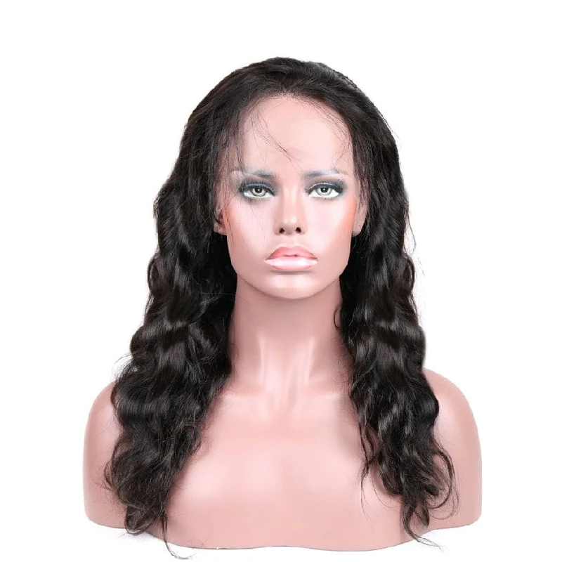 Human - hair wavy wig for a natural and luxurious feelVirgin Hair Full Lace Wigs Natural Color hair 100% Human Hair Body Wave