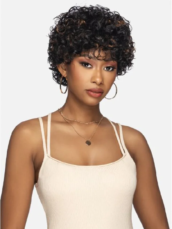 Short wig with a side - swept bang for a sophisticated and flattering styleVivica A Fox 100% Human Hair Pure Comfort Cap Wig - SOL