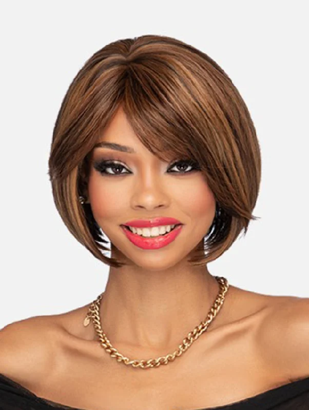 Platinum - blonde short wig for a trendy and eye - catching styleVivica A Fox HandMade Collection 100% Human Hair Blend Wig - HMB-LENI