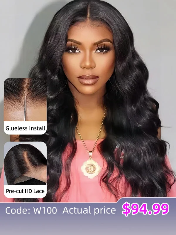 Wavy wig with auburn undertones for a unique and eye - catching color$100 Off Code: W100 | Wavymy Body Wave Pre-plucked Wear Go Glueless HD Lace Wigs 4x6 Lace Closure Wigs 180% Density