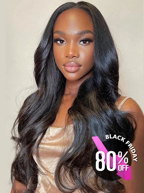 Wavy wig with a 180 - density for a full and thick appearanceBlack Friday 80% Off Wavymy Body Wave Wear Go Glueless Pre-cut Lace Wigs 4x6 Lace Closure Wig 180% Density