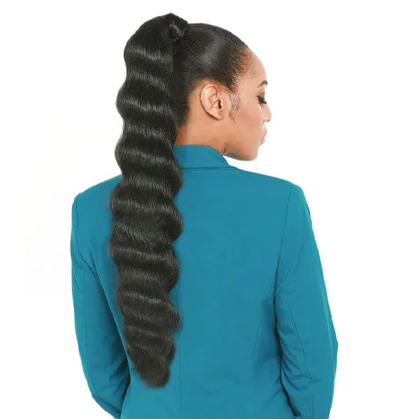 Ponytails with a middle - part for a classic and elegant styleZury Sis Synthetic Ponytail Hair- EZ WRAP SOFT CRIMP