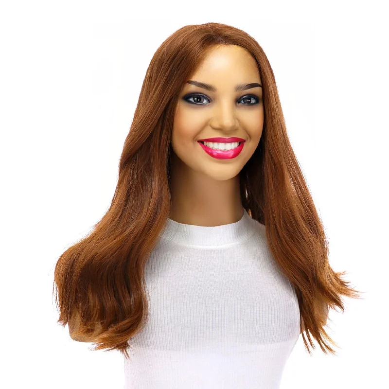 Medium - length wig with a pre - plucked hairline for a more natural look20" Divine Luxe Lace Top Wig #30 Strawberry Blonde