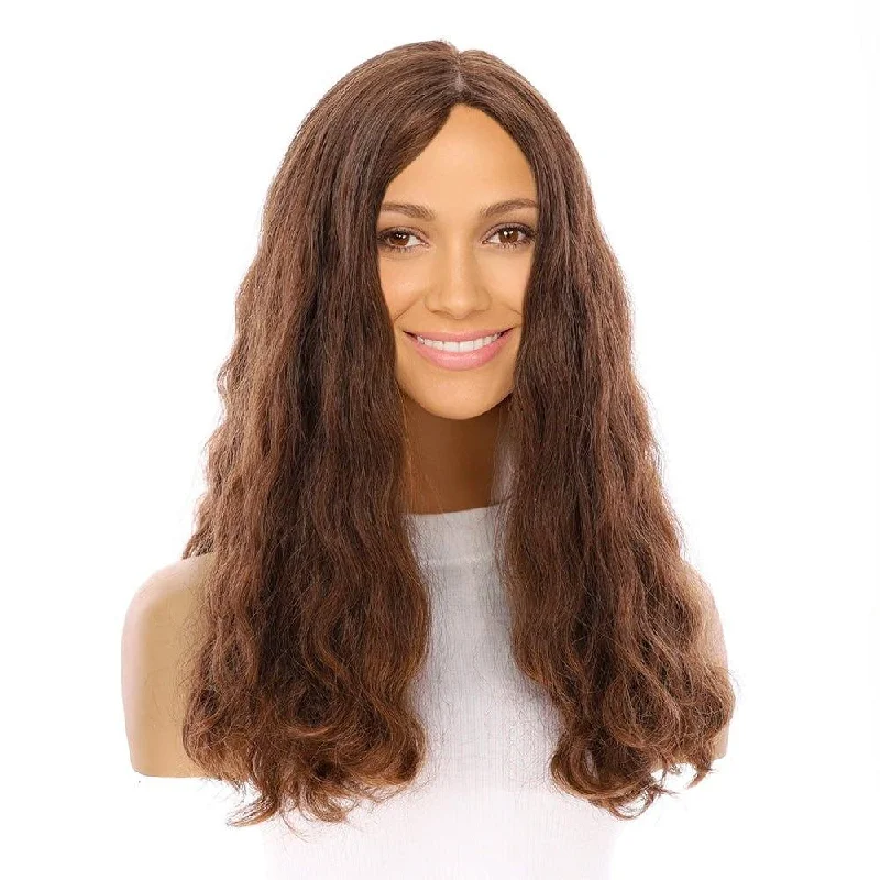 Medium - length wig with a curly fringe for a playful and youthful vibe20" Luxe Silk Top Wig #6 Neutral Medium Brown Wavy