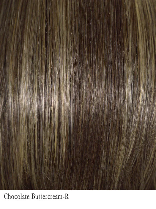 Chocolate Buttercream-R | 8/25+4 | Medium & Dark Brown Rooted. A blend of Medium Brown and Dark Blonde and low lights of Dark and Medium Brown Root.