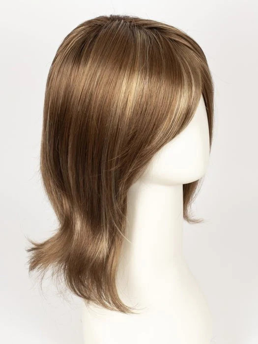 MAPLE-SUGAR-R | Light-Medium Brown Base with Warm Medium Blonde Highlights and Dark Brown Roots