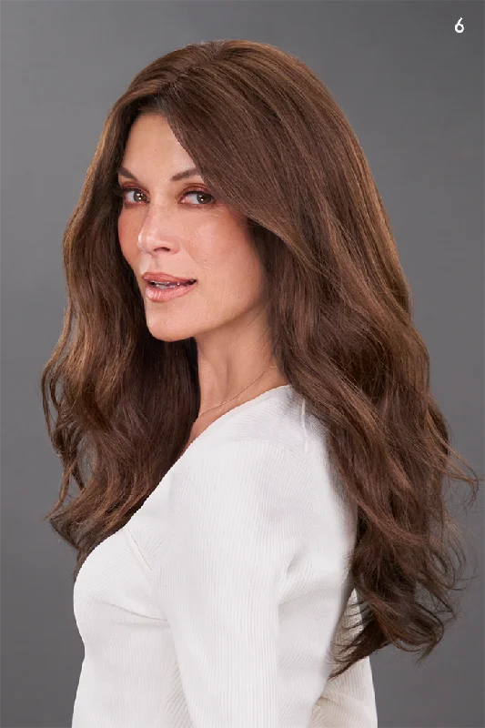 Synthetic long - length wig with a natural - looking textureeasiPart T Topper 18" by easiHair | Remy Human Hair