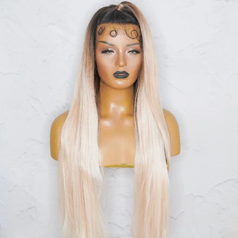 Long - length wig with a pre - bleached knot for a natural - looking scalpESTELLE Brown Ombre Up Do Lace Front Wig