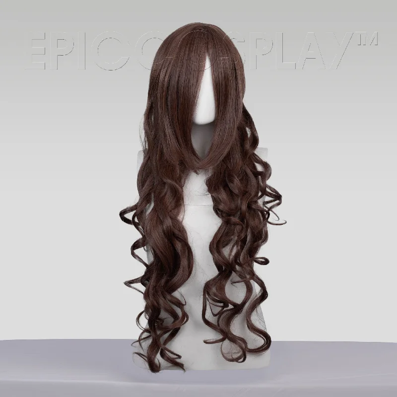 Long - length wig with a side - swept bang for a sophisticated lookHera - Medium Brown Wig