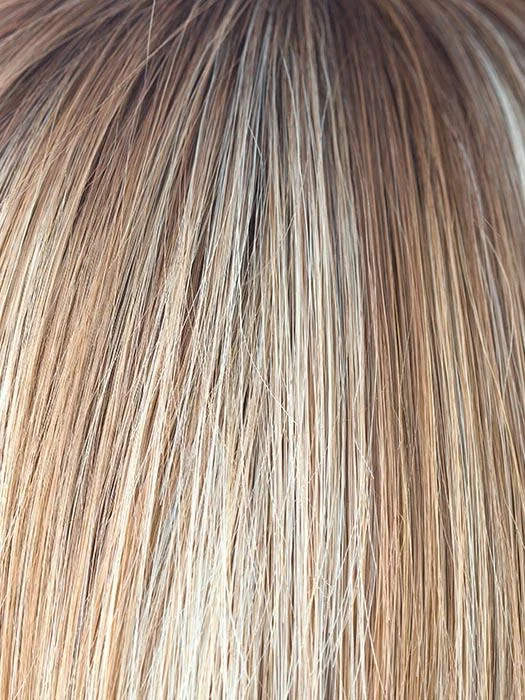 NUTMEG-R | Medium Blonde and Honey Brown Base Frosted with Platinum Blonde Highlights and Medium Golden Roots